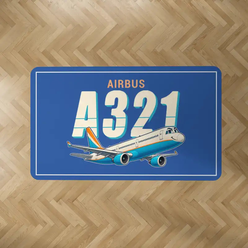 Airbus A321 - Cartoon - Rectangle Carpet - Blue