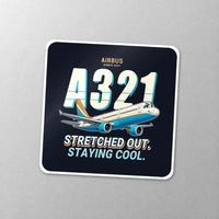 Thumbnail for Airbus A321 - Cartoon - Square Sticker - Close-up