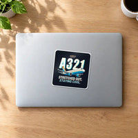 Thumbnail for Airbus A321 - Cartoon - Square Sticker - MacBook