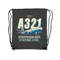 Thumbnail for Airbus A321 - Drawstring Bag - Cartoon - Gray