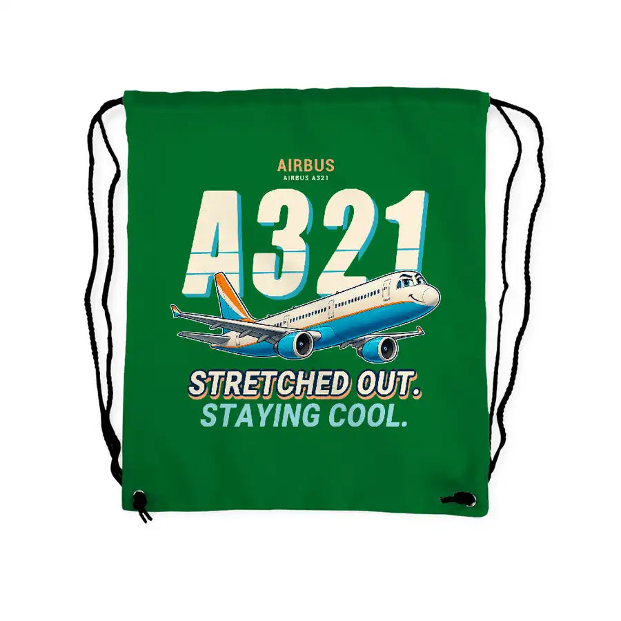 Airbus A321 - Drawstring Bag - Cartoon - Green