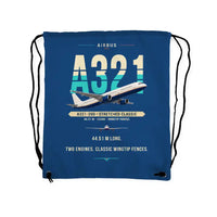 Thumbnail for Airbus A321 - Drawstring Bag - Original - Blue