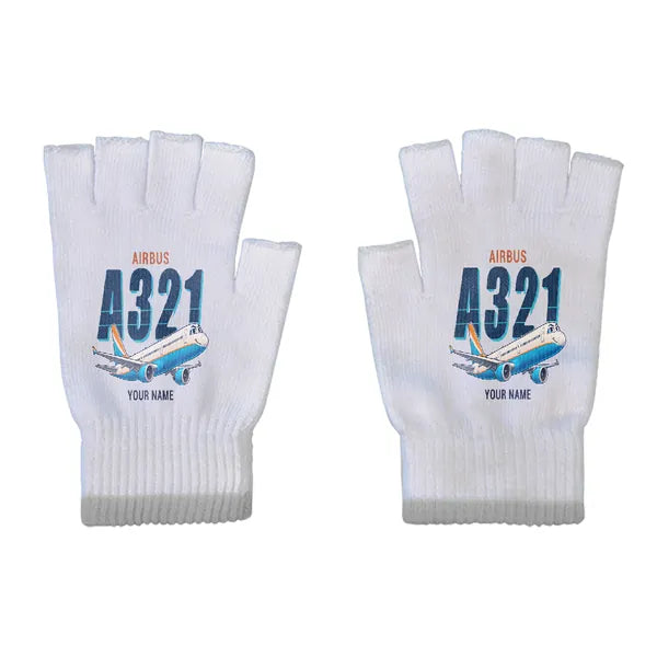 Airbus A321 - Gloves - Cut - Cartoon + Name - Light Gray