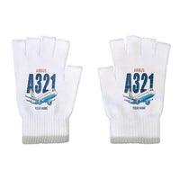 Thumbnail for Airbus A321 - Gloves - Cut - Cartoon + Name - White
