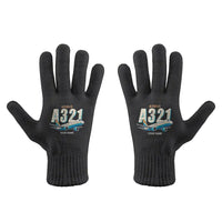 Thumbnail for Airbus A321 - Gloves - Full - Cartoon + Name - Black