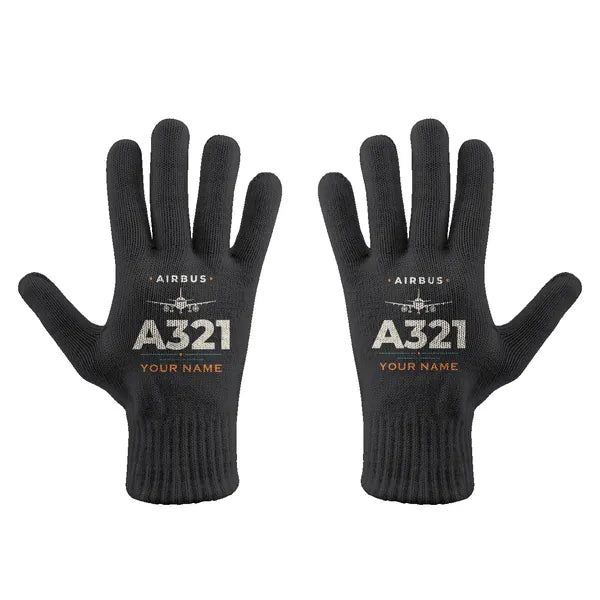 Airbus A321 - Gloves - Full - Heritage + Name - Black