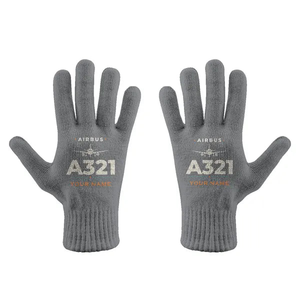 Airbus A321 - Gloves - Full - Heritage + Name - Gray