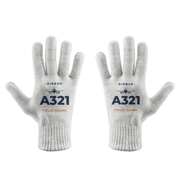 Airbus A321 - Gloves - Full - Heritage + Name - White