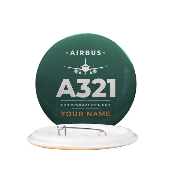 Airbus A321 - Heritage + Name - Pin - Dark Green