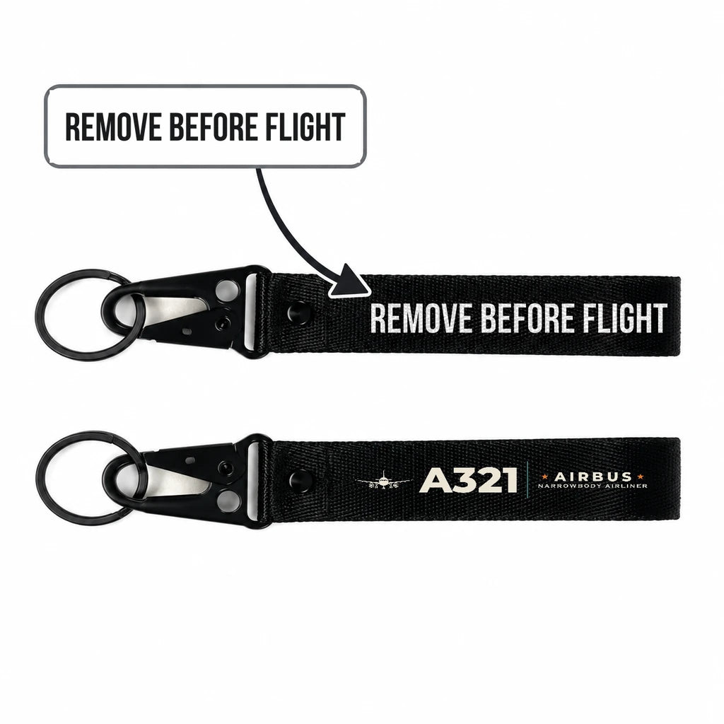 Airbus A321 Hawk-Shaped Key Chains - Black - Heritage - Remove Before Flight