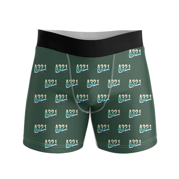 Airbus A321 - Men Boxers - Original Pattern - Dark Green