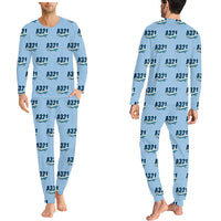 Thumbnail for Airbus A321 - Men Pajamas - Cartoon Pattern - Light Blue