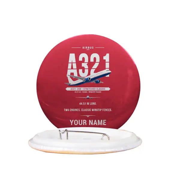 Airbus A321 - Original + Name - Pin - Red