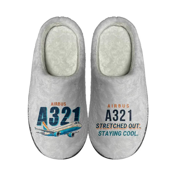 Airbus A321 - Slippers - Cotton - Cartoon - Light Gray