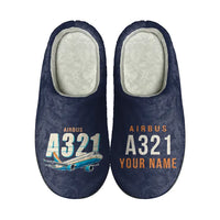 Thumbnail for Airbus A321 - Slippers - Cotton - Cartoon + Name - Navy Blue