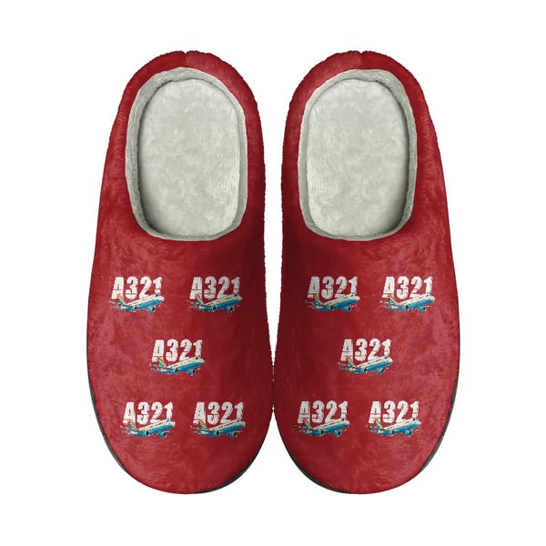 Airbus A321 - Slippers - Cotton - Cartoon Pattern - Red