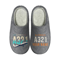 Thumbnail for Airbus A321 - Slippers - Cotton - Original + Name - Gray
