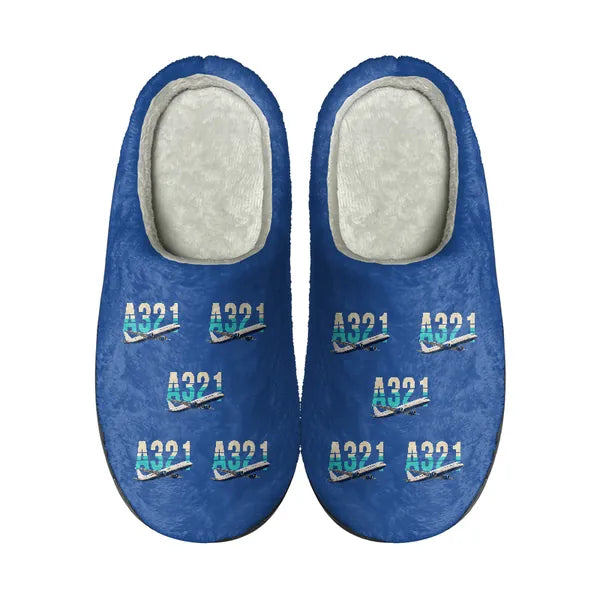 Airbus A321 - Slippers - Cotton - Original Pattern - Blue