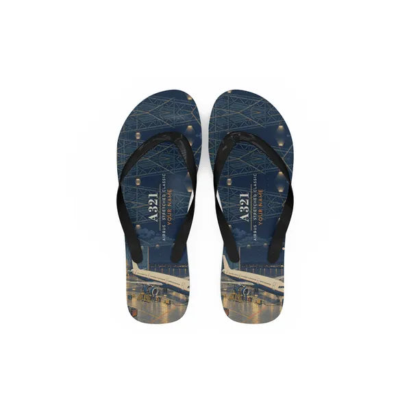 Airbus A321 - Slippers - Flip Flops - 3D + Name - Full Print