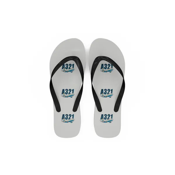 Airbus A321 - Slippers - Flip Flops - Cartoon Pattern - White