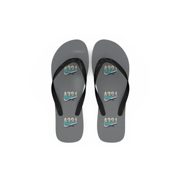 Airbus A321 - Slippers - Flip Flops - Original Pattern - Gray