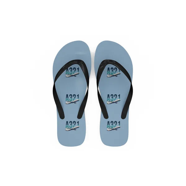 Airbus A321 - Slippers - Flip Flops - Original Pattern - Light Blue