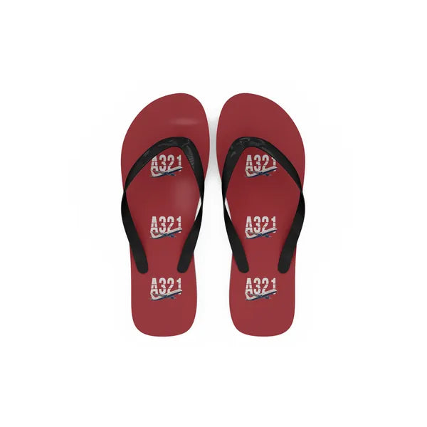Airbus A321 - Slippers - Flip Flops - Original Pattern - Red