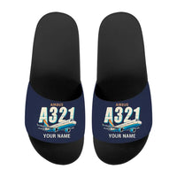 Thumbnail for Airbus A321 - Slippers - Sport - Cartoon + Name - Navy Blue