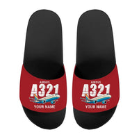 Thumbnail for Airbus A321 - Slippers - Sport - Cartoon + Name - Red