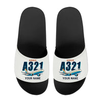 Thumbnail for Airbus A321 - Slippers - Sport - Cartoon + Name - White