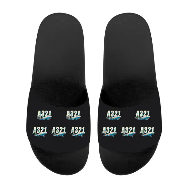 Airbus A321 - Slippers - Sport - Cartoon Pattern - Black