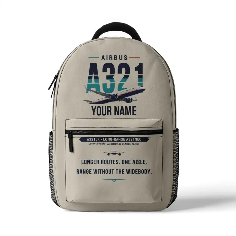 Airbus A321LR - 3D Backpack - Original + Name - Beige