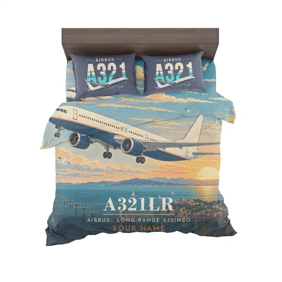 Airbus A321LR - 3D + Name - Bedding Set - Full Print