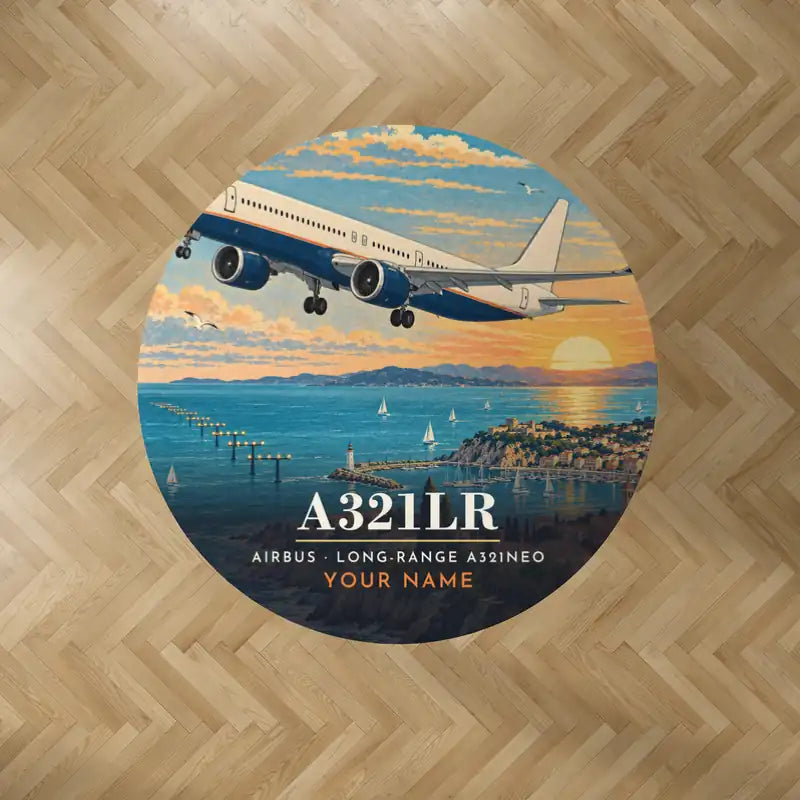 Airbus A321LR - 3D + Name - Round Carpet - Full Print