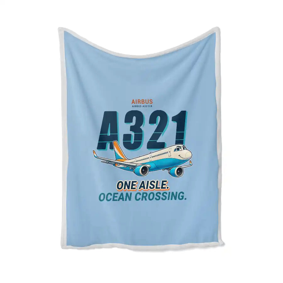 Airbus A321LR - Cartoon - Blanket - Light Blue