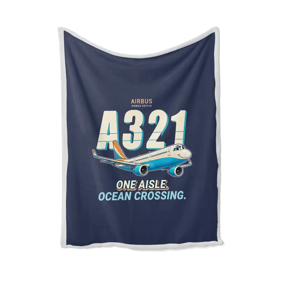 Airbus A321LR - Cartoon - Blanket - Navy Blue