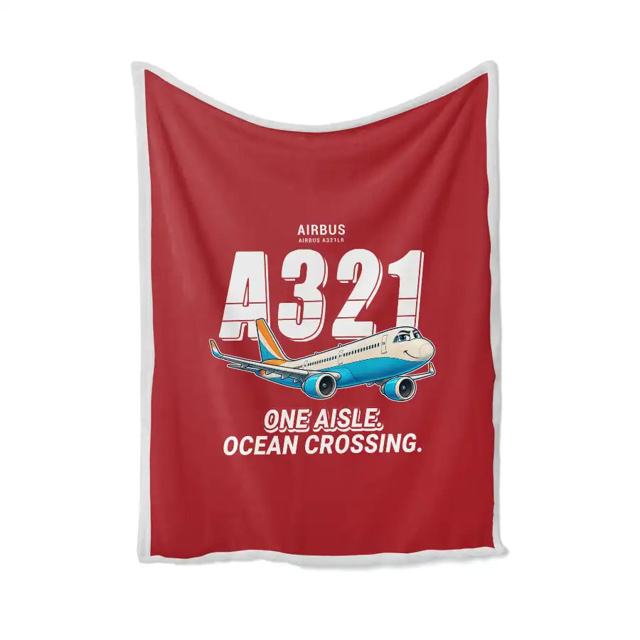 Airbus A321LR - Cartoon - Blanket - Red