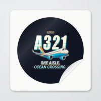 Thumbnail for Airbus A321LR - Cartoon - Circle Sticker - Peel
