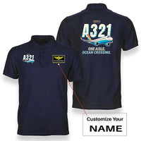 Thumbnail for Airbus A321LR - Cartoon - Double-Side Polo - Navy Blue + Name