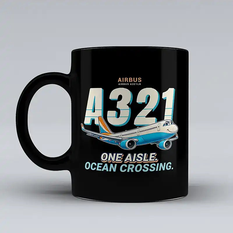 Airbus A321LR - Cartoon - Mug - Black