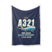 Thumbnail for Airbus A321LR - Cartoon + Name - Blanket - Navy Blue