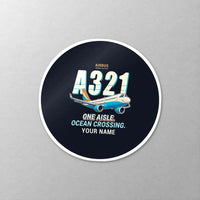 Thumbnail for Airbus A321LR - Cartoon + Name - Circle Sticker - Close-up