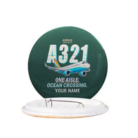 Thumbnail for Airbus A321LR - Cartoon + Name - Pin - Dark Green