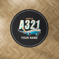 Thumbnail for Airbus A321LR - Cartoon + Name - Round Carpet - Black