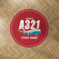 Thumbnail for Airbus A321LR - Cartoon + Name - Round Carpet - Red