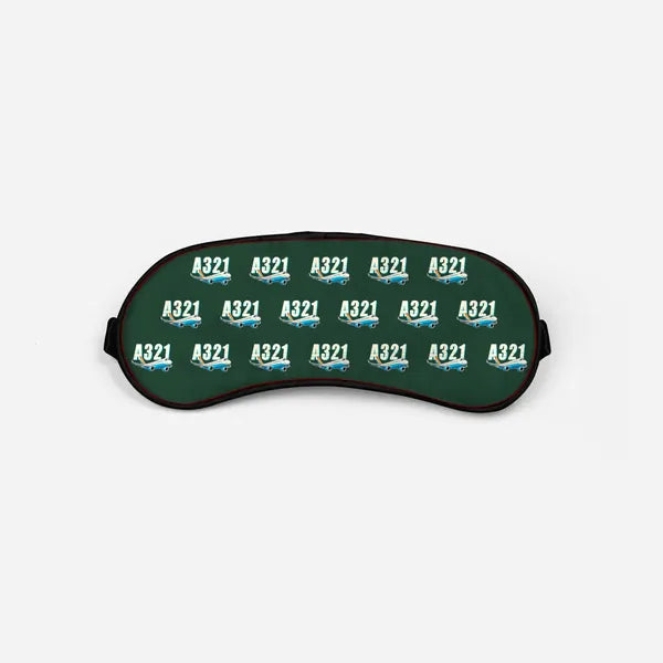 Airbus A321LR - Cartoon Pattern - Sleep Mask - Dark Green