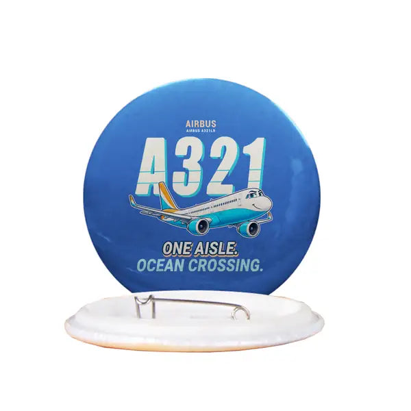 Airbus A321LR - Cartoon - Pin - Blue