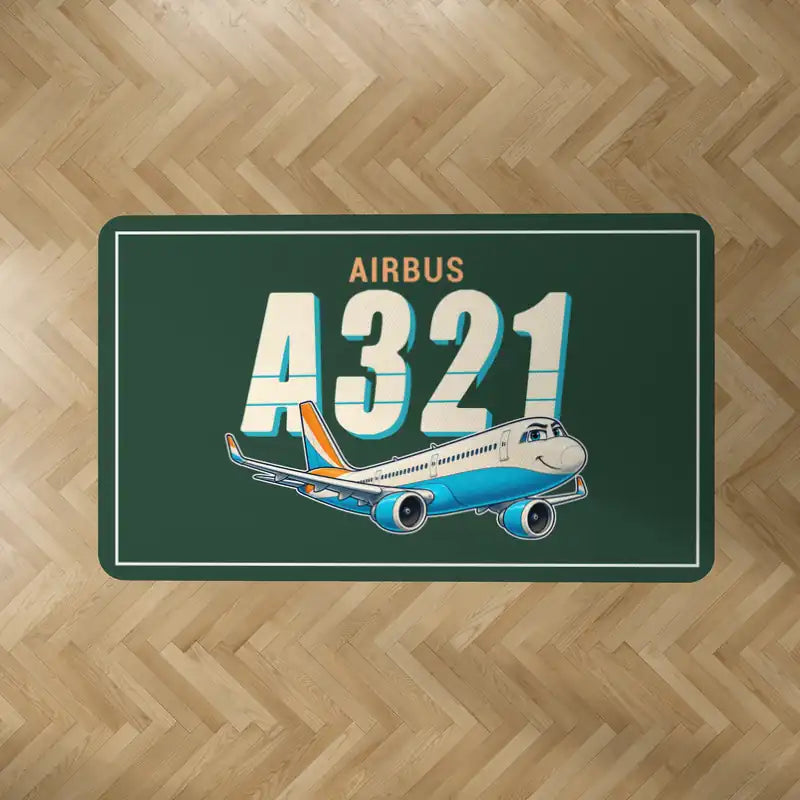 Airbus A321LR - Cartoon - Rectangle Carpet - Dark Green