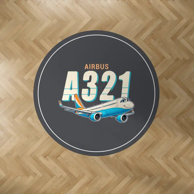 Airbus A321LR - Cartoon - Round Carpet - Dark Gray