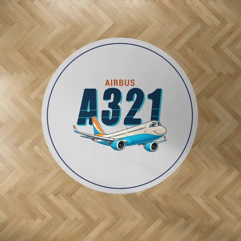 Airbus A321LR - Cartoon - Round Carpet - Light Gray